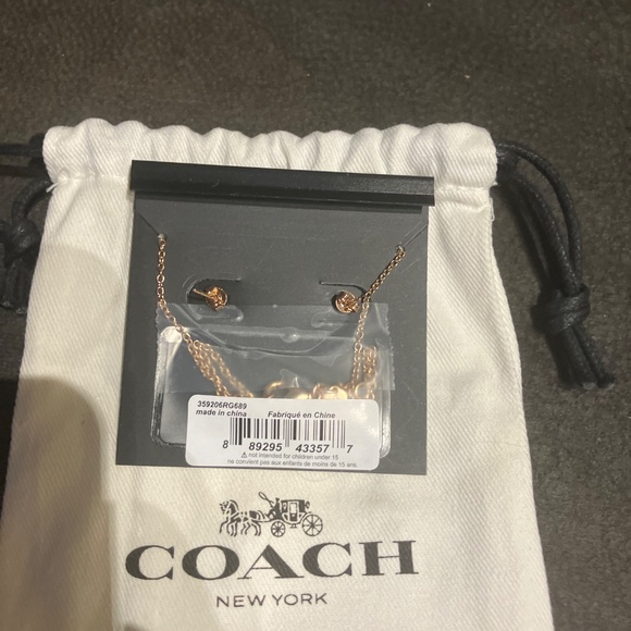 Coach Rose Gold Plated & Cubic Zirconia Necklace & Earring Set - Picture 6 of 7